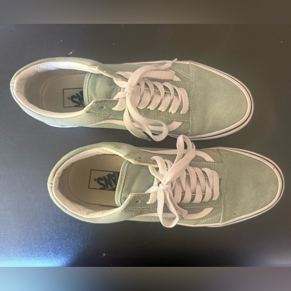 Vans Mint Green Canvas Shoes with White Accents